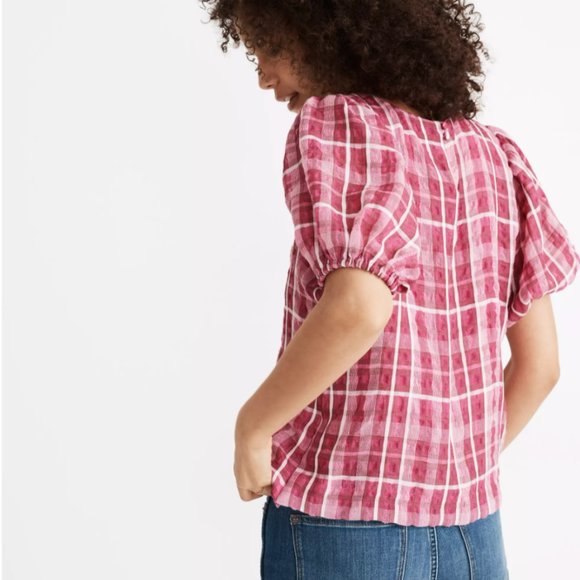 Plaid Puff-Sleeve Top - Picture 4 of 5